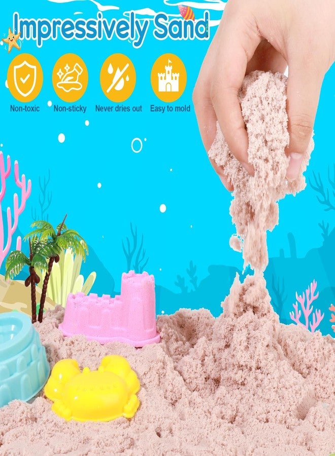 Mikiwon Ocean Sensory Bin, Sandbox Play Sand Art Kit with 3.3lbs Play Sand, Sea Animal Toys Molds, Sensory Play for Girls Boys Age 3 4 5 6 7 8, Beach Toys for Kids Xmas Birthday Gifts - Image 3